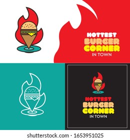 Einfache Logo-Illustration für die Vektorillustration von Burger Corner