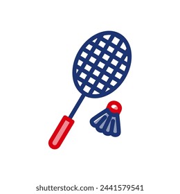 A simple badminton racket and shuttlecock icon. This icon may be useful for sports equipment stores, badminton clubs, fitness apps, and sports news sites. Sports competitions and events.
