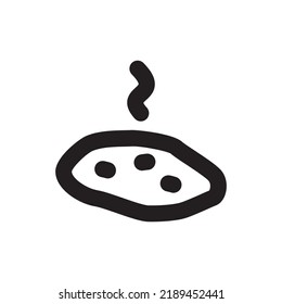 Simple Baked Sweet Potato Icon, Vector Outline Icon On White Background.