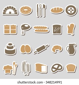 simple bakery items color stickers set eps10