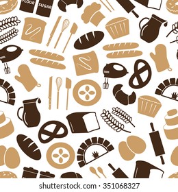 simple bakery items icons seamless color pattern eps10