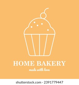 Simple bakery logo. Cupcake linear icon