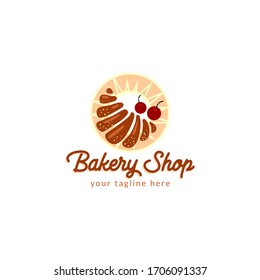 Simple Bakery and Pastry Logo Template in croissant concept design for your shop, business, food, and many more