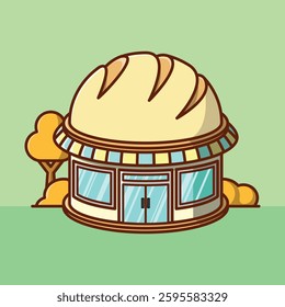 Simple Bakery Shop cartoon vector illustration Collection of Shop or stand or stall concept icon isolated