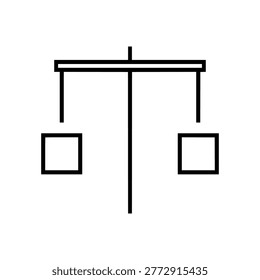 Simple balance scale icon with empty pans weighing equilibrium comparison measurement