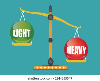 Simple balance set comparison diagram between light and heavy. vector illustration