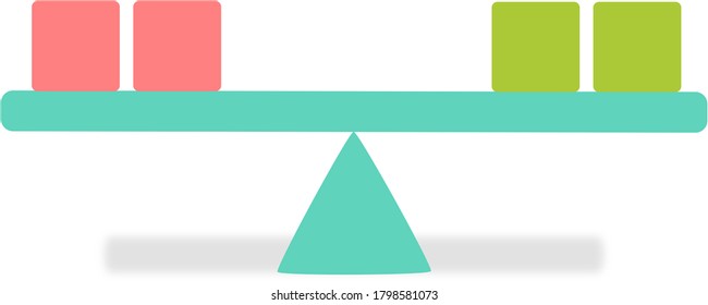 A simple balance showing two balanced sides with equal weights.