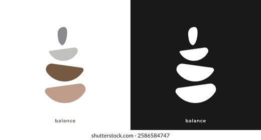 Simple Balancing Stone Logo. Wellness Balance Stone Logo Design Template.