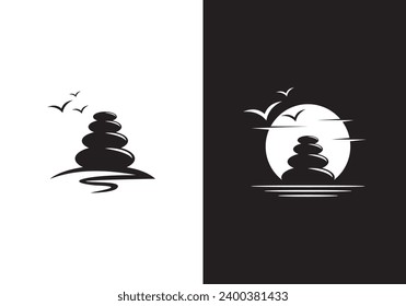 simple balancing stones logo design icon template