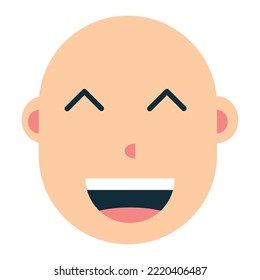 simple bald flat cartoon face avatar vector illustration