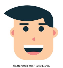 simple bald flat cartoon face avatar vector illustration