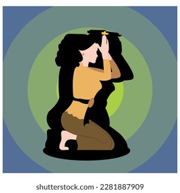 Simple balinese dancer vector illustration, icon design.
