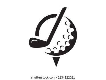 diseño simple del logo del golf de bolas. deporte, símbolo de club.
