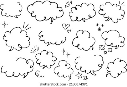 Un simple globo con escritura a mano en rizos. Monocromo, fondo blanco y nota al pie. Material vectorial que puede cambiarse a cualquier color que desee.