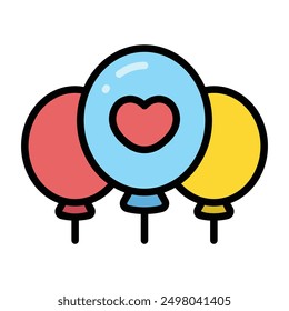 Icono colorido de globos simples. El ícono se puede utilizar para Sitios web, Plantillas impresas, Plantillas de presentación, ilustraciones, etc