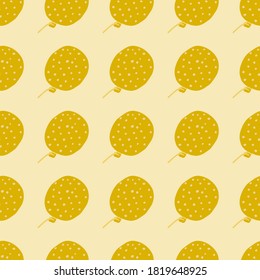 Simple balloons print seamless hand drawn pattern. Creative yellow dotted background on light background. Great for wallpaper, textile, wrapping paper, fabric print. Vector illustration.