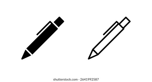 Simple ballpoint pen icon set for writing and office designs