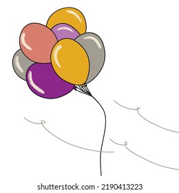Simple Baloon Cartoon Style Bunch Cumpleaños