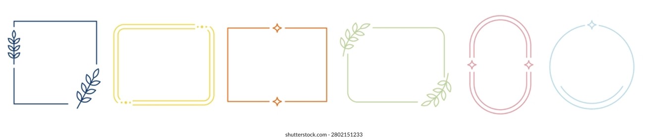 Simple banal minimal outlined geometric line frame borders.