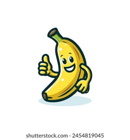 Simple Banana Cartoon Mascot Design Vector on white background