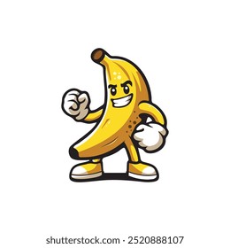 Simple Banana Cartoon Mascot Design Vector on white background