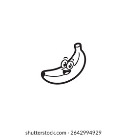 Simple Banana Cartoon Mascot Design Vector on White Background
