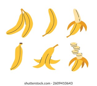 Simple banana icons set, vector illustration