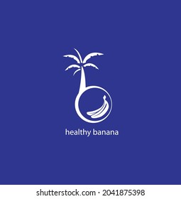 einfaches Bananenlogo mit Bananenbaum