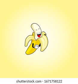 simple banana mascot, a laughing banana vector character
