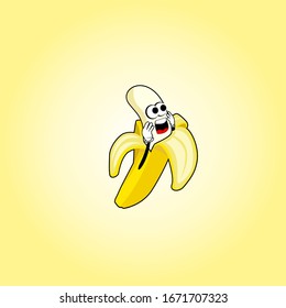 simple banana mascot, vector of banana character