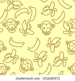 Simple Banana Monkey Patterns Arranged Randomly Stock Vector (Royalty ...