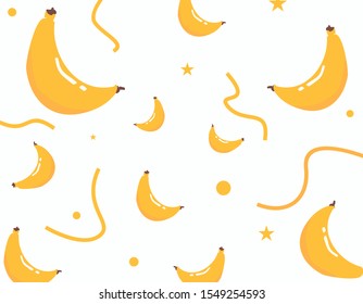 simple banana seamless pattern in white backgrounds