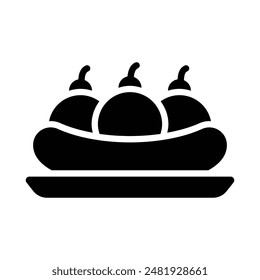 Simple Banana Split glyph icon. The icon can be used for websites, print templates, presentation templates, illustrations, etc