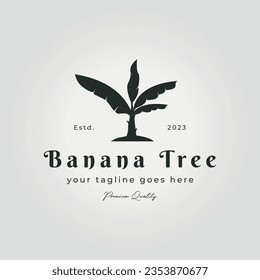 simple banana tree logo vector design, banana tree vintage icon illustration