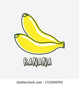 simple banana vector with bright yellow color