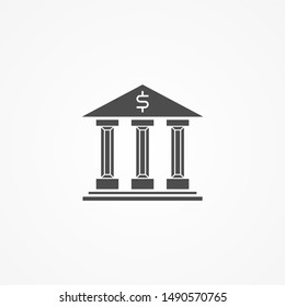 Simple Bank building icon flat design