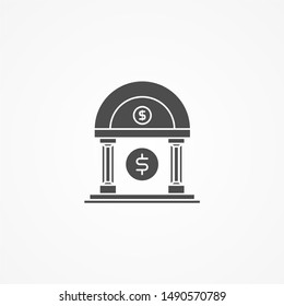Simple Bank building icon flat design