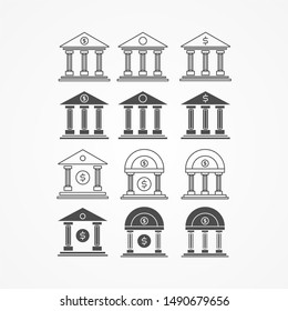 Simple bank building icon flat design
