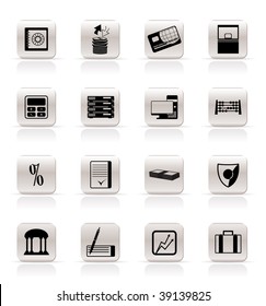 Simple bank, business, finance and office icons vector icon set