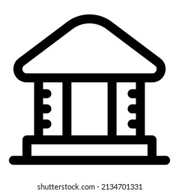 simple bank icon, editable stroke best used for web application or banner