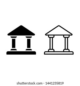 simple bank icon in two style glyph and line