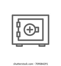 Simple bank safe line icon. Symbol and sign vector illustration design. Editable Stroke. Isolated on white background