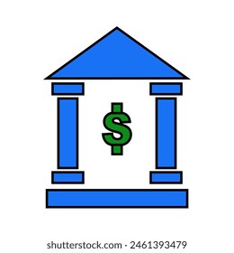 logo bancario simple con edificio abstracto. tendencia lineal plana logotipo moderno de institución financiera o diseño de arte gráfico sobre fondo blanco. concepto de