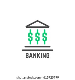 simple banking logo with abstract building. flat linear trend modern logotype of financial institution or graphic art design on white background. concept of courthouse silhouette or classic edifice