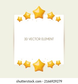 Simple banner with 3D yellow stars. Win, award and show design element