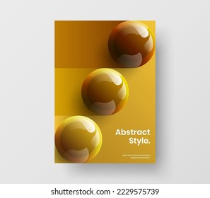 Simple banner A4 vector design template. Bright 3D balls annual report illustration.
