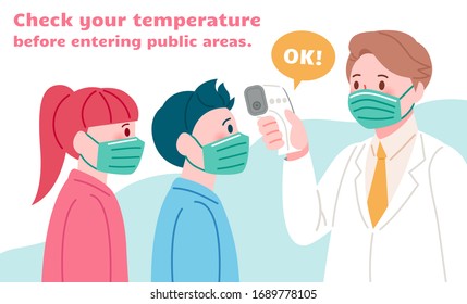 Simple banner for body temperature check before entry, inspired by the concept of targeting fever, one of the most common symptoms of COVID-19