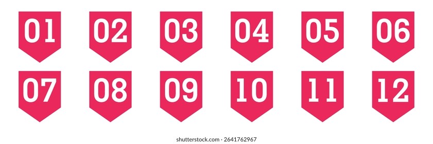 Simple Banner Bullet Points 1 to 12 vector
