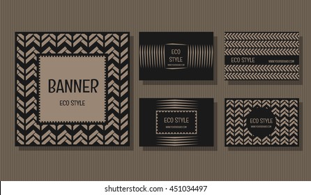 Simple Banner and business card Eco style collection set.Doodle banner and business card collection.