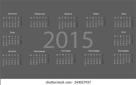 Simple banner calendar 2015 year. vector template